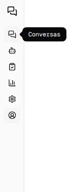 Menu do Atendente com seis ícones e a dica Conversas ao lado do primeiro.