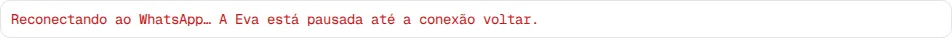 Aviso Reconectando ao WhatsApp… A Eva está pausada até a conexão voltar.